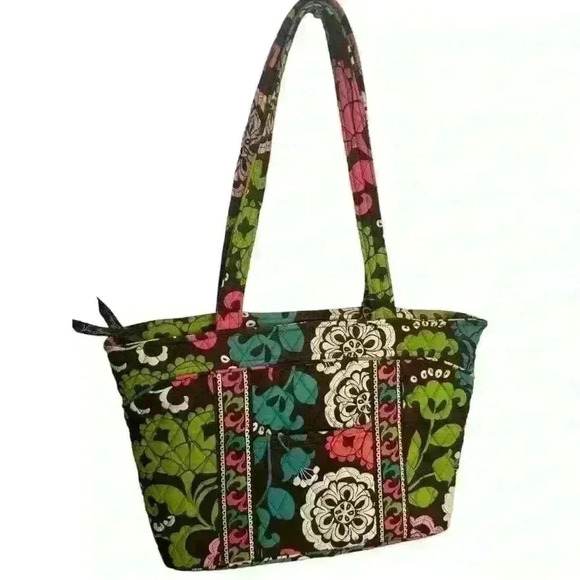 Vera Bradley Lola Brown Multicolor Zip Totebag w/ Front Pocket, Travel Bag - Picture 2 of 6